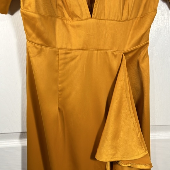Pretty little thing mustard satin frill maxi dress - Picture 8 of 13